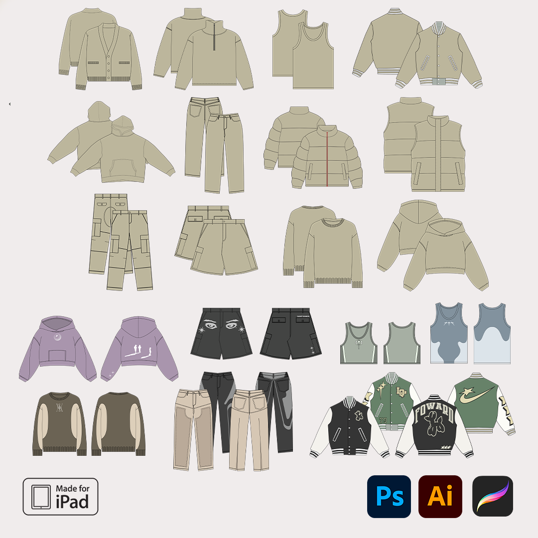 100+ Techpack & Procreate Stamp Brush set